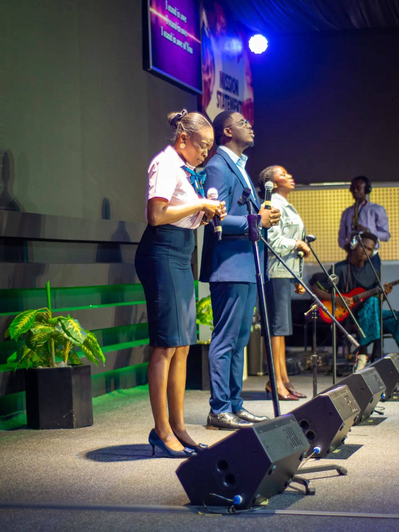 The Stone Church Abuja ministry team on stage